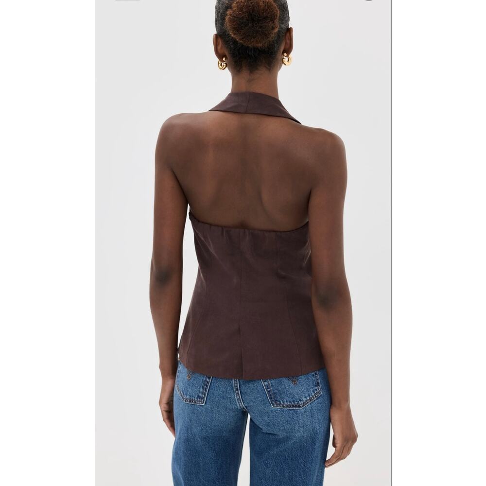 Reformation Alistar Halter Vest - Chic Brown Tencel, Size 8 - Picture 2 of 6